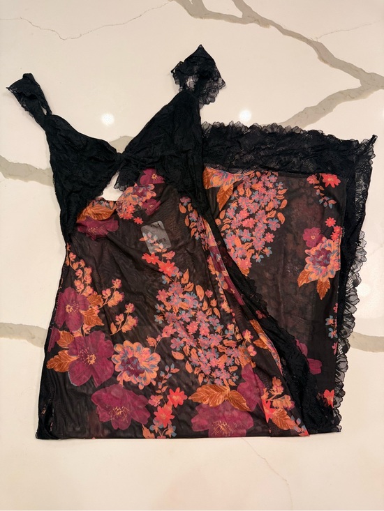 Anthropologie Dresses & Skirts - Anthro Black Sheer Maxi Dress with Pink & Orange Floral Print